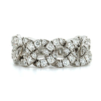 18K White Gold Pave Diamond Curb Link Ring