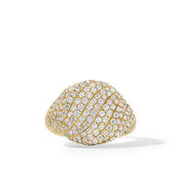 Sculpted Cable Pinky Ring in 18K Yellow Gold with Pavé Diamonds