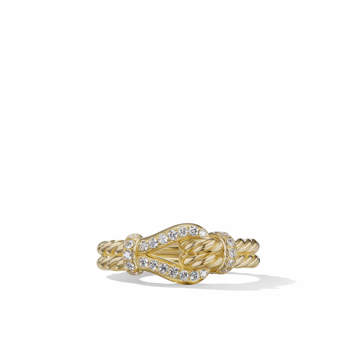 Cable Edge™ Saddle Ring in Recycled 18K Yellow Gold with Pavé Diamonds