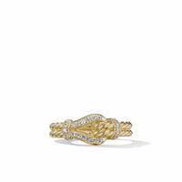 Cable Edge™ Saddle Ring in Recycled 18K Yellow Gold with Pavé Diamonds