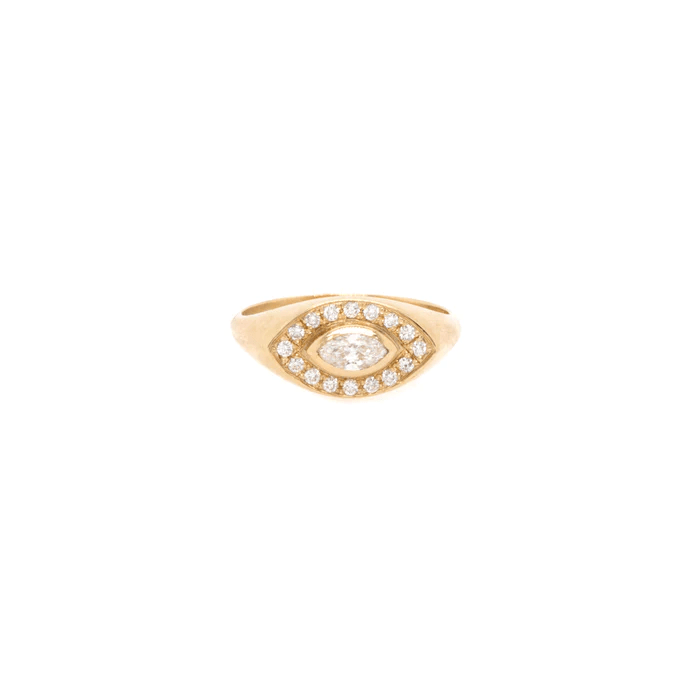 14K Yellow Gold Marquise Diamond Signet Ring, 14k yellow gold, Long's Jewelers