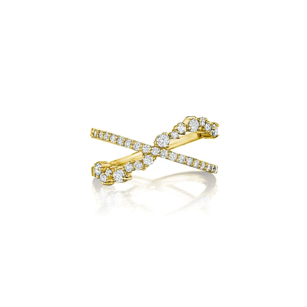 Penny Preville 18K Yellow Gold Diamond Cluster Crossover Ring