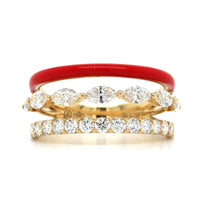 Etho Maria 18K Yellow Gold Marquise and Round Diamond Red Ceramic Ring