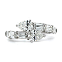 Platinum Bypass Pear Shape Diamond Ring
