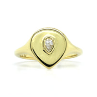 18K Yellow Gold Pear Shape Diamond Pinky Ring
