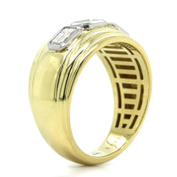 18K Yellow Gold Emerald Cut Diamond 3 Stone Ring