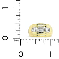 18K Yellow Gold Emerald Cut Diamond 3 Stone Ring