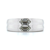 18K White Gold Hexagonal Cut Diamond 2 Stone Ring