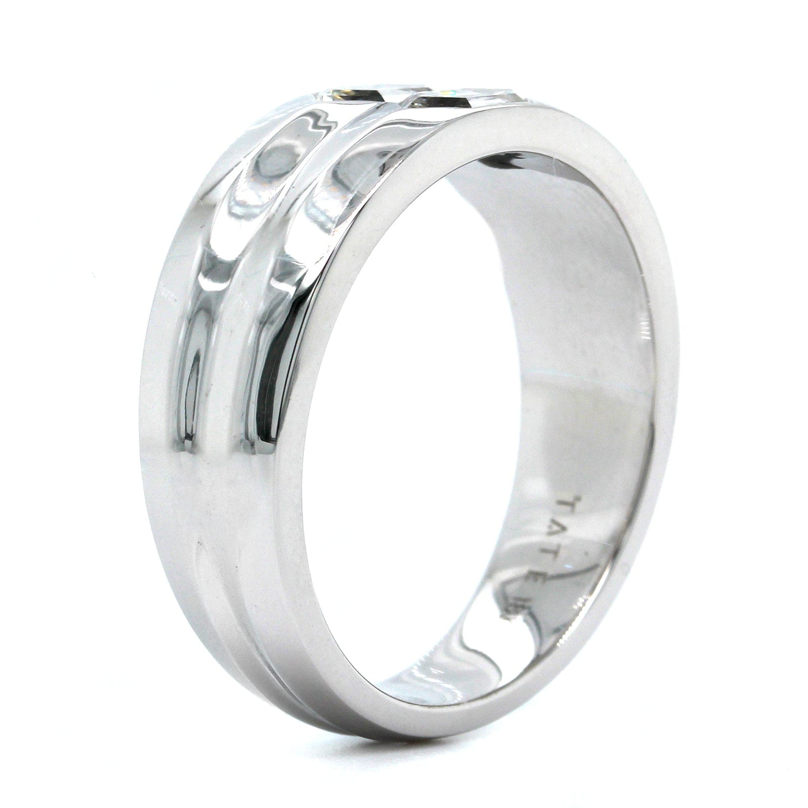 18K White Gold Hexagonal Cut Diamond 2 Stone Ring