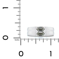 18K White Gold Hexagonal Cut Diamond 2 Stone Ring