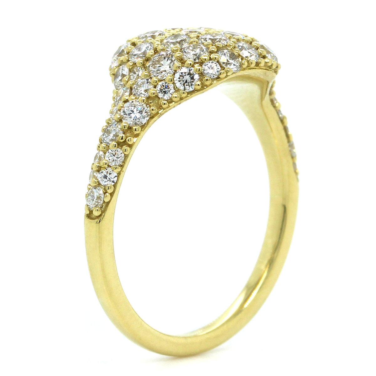 18K Yellow Gold Pave Diamond Pinky Ring