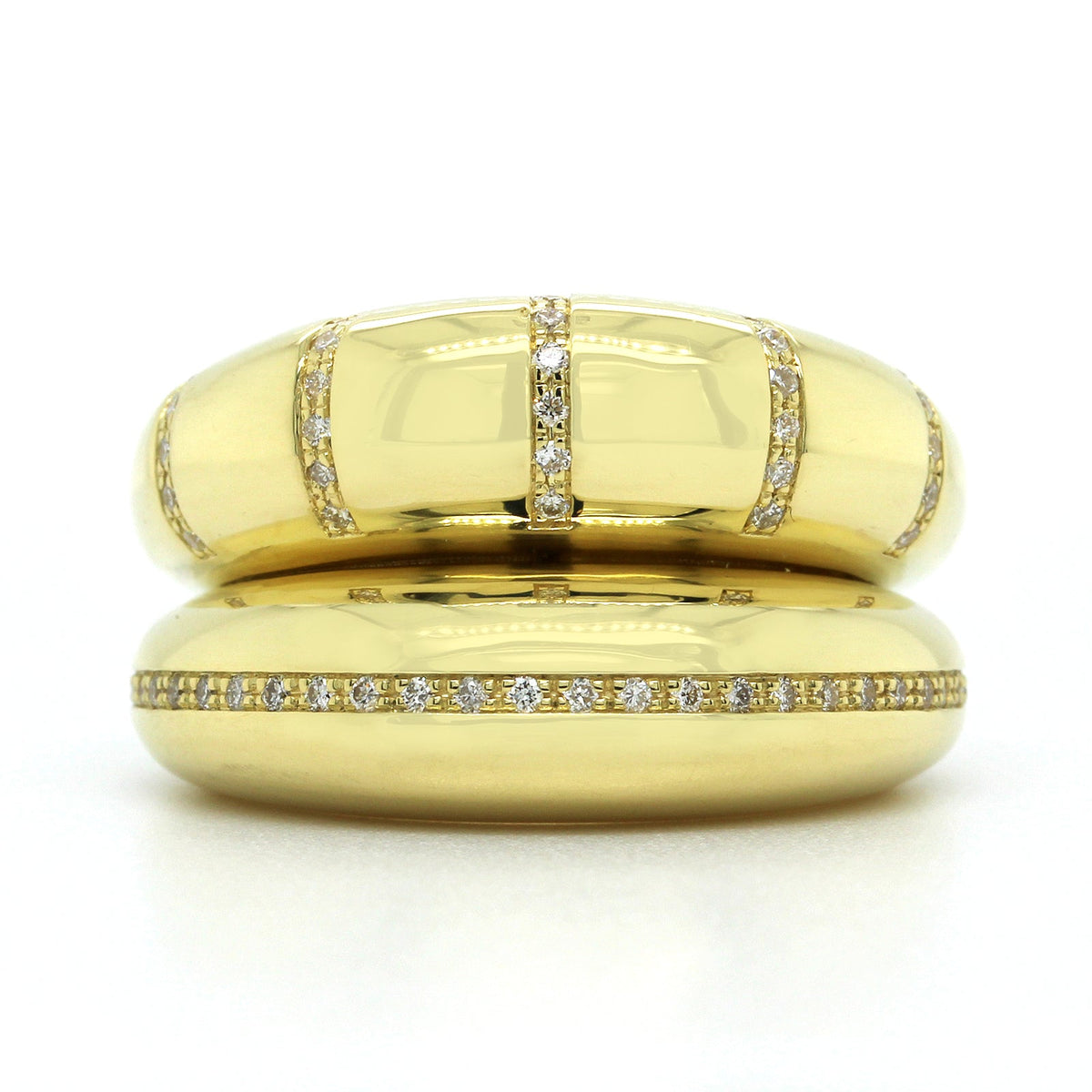 18K Yellow Gold Double Rounded Diamond Ring