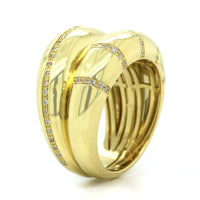 18K Yellow Gold Double Rounded Diamond Ring