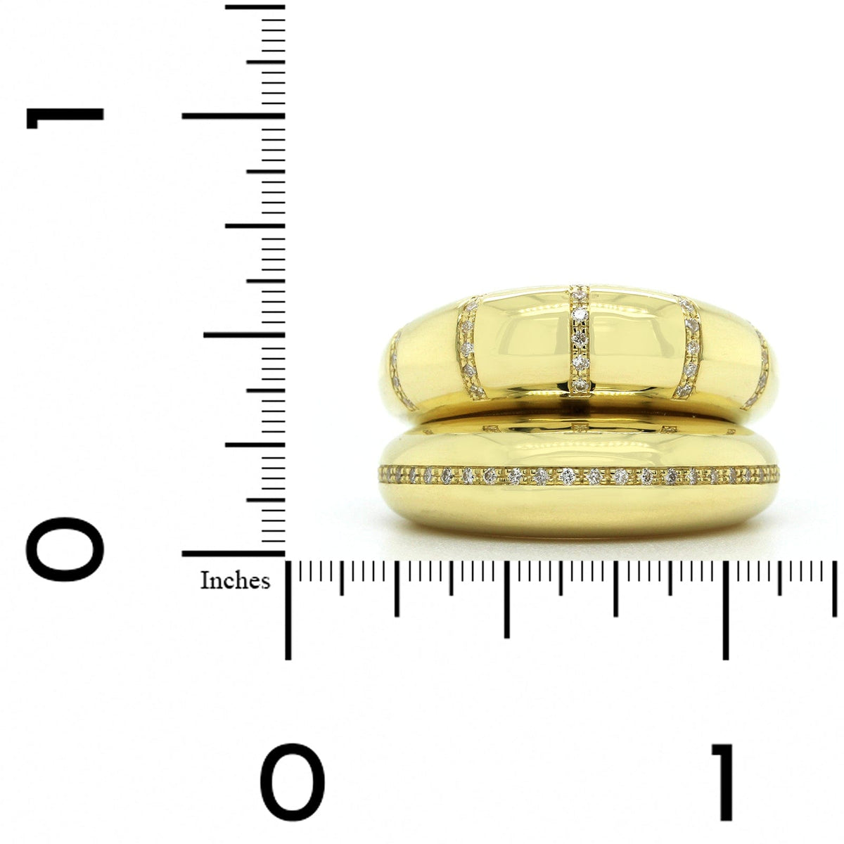 18K Yellow Gold Double Rounded Diamond Ring