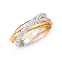 18K Tri-Color Diamond Rolling Rings