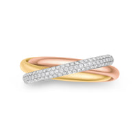 18K Tri-Color Diamond Rolling Rings