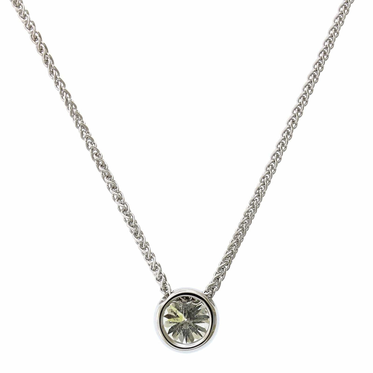 18K White Gold Bezel Set Diamond Pendant, Longs Jewelers