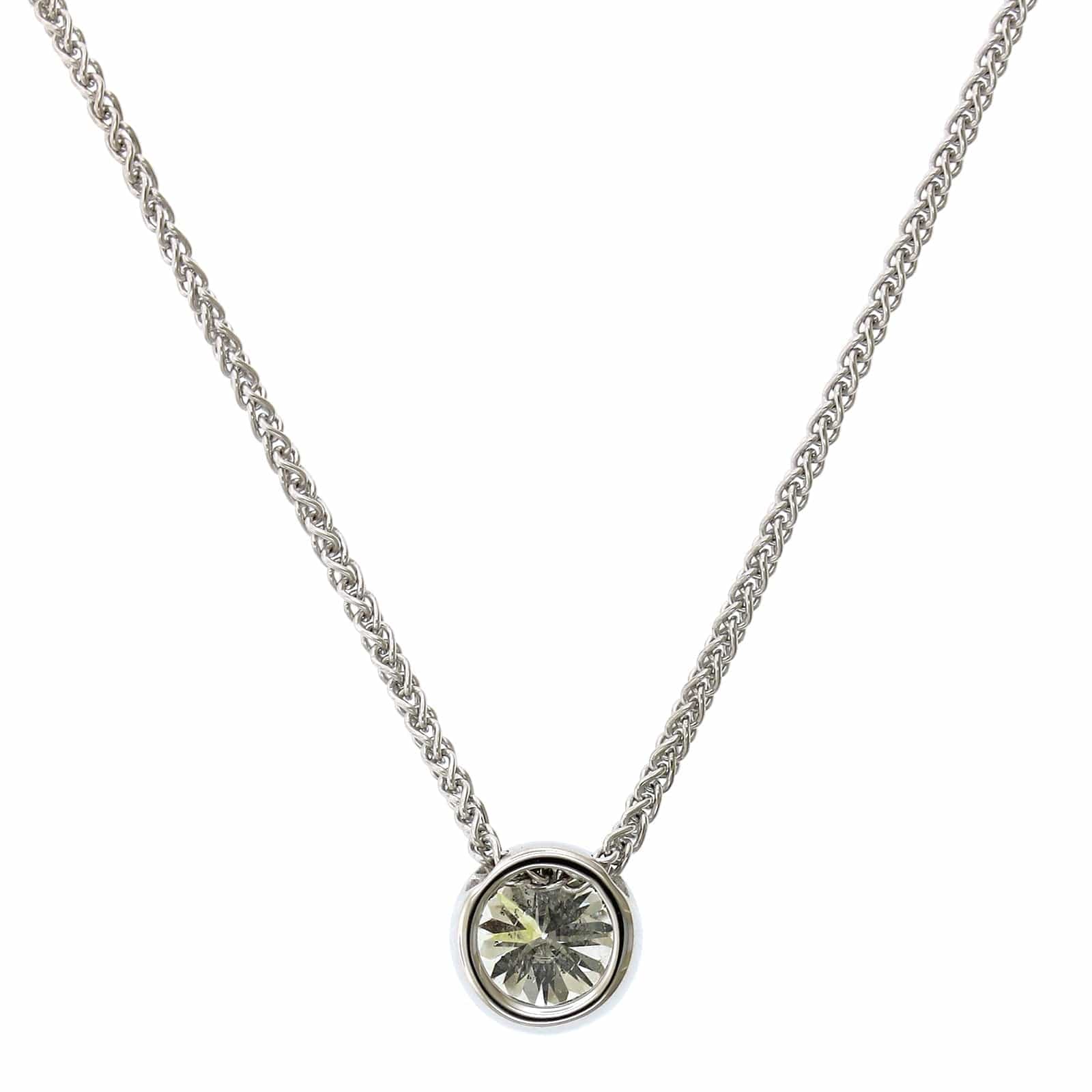 18K White Gold Bezel Set Diamond Pendant, Longs Jewelers