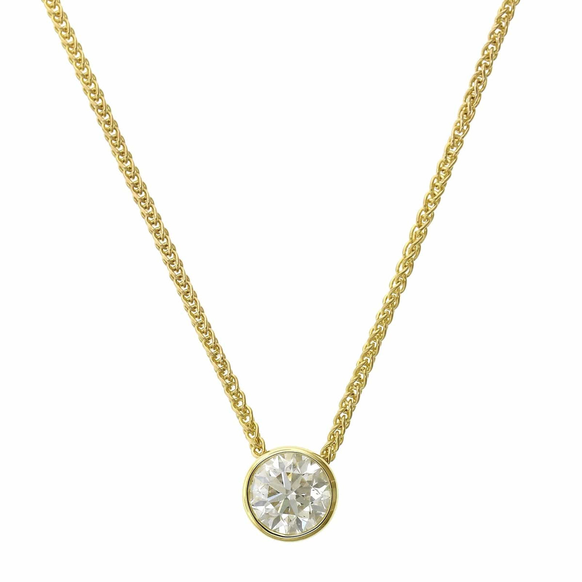 18K Yellow Gold Bezel Set Diamond Pendant, Longs Jewelers