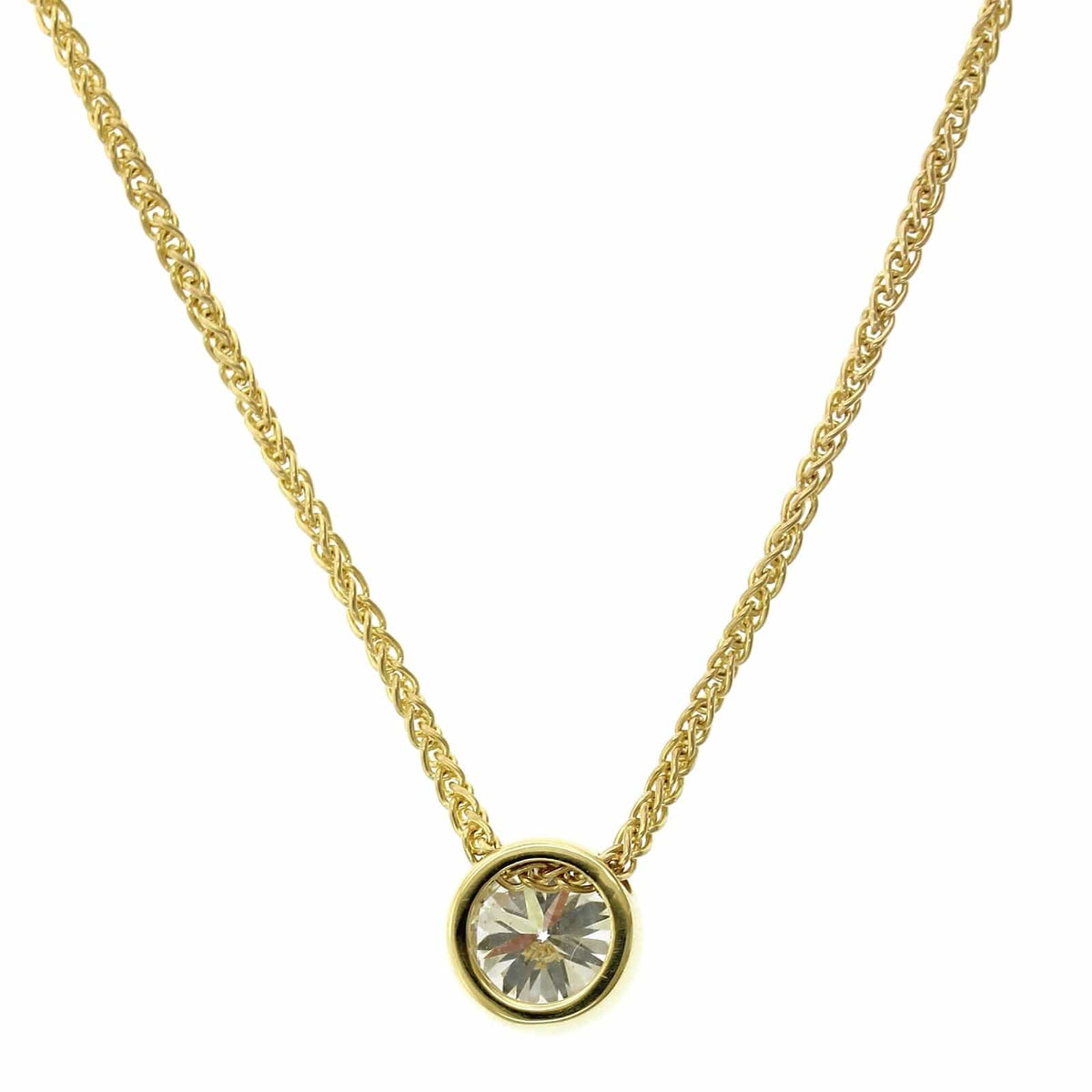 18K Yellow Gold Bezel Set Diamond Pendant, Longs Jewelers