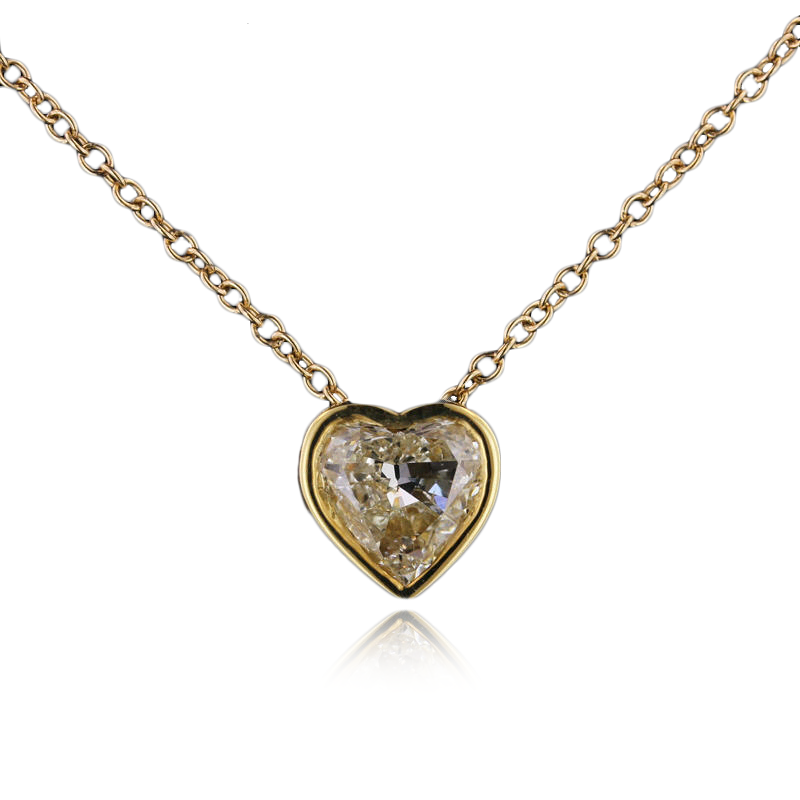 18K Yellow Gold Diamond Heart Necklace