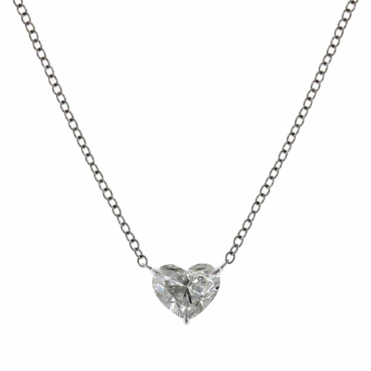 18K White Gold Heart Shaped Diamond Pendant