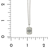 18K White Gold Emerald Cut Diamond Halo Pendant, 18k white gold, Long's Jewelers