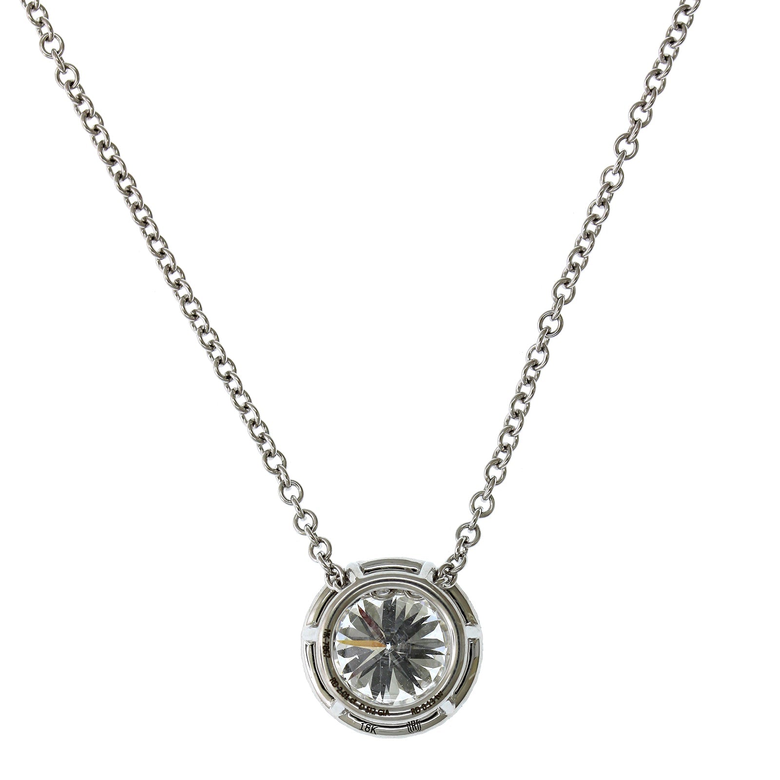18K White Gold Round Diamond Halo Necklace, 18k white gold, Long's Jewelers
