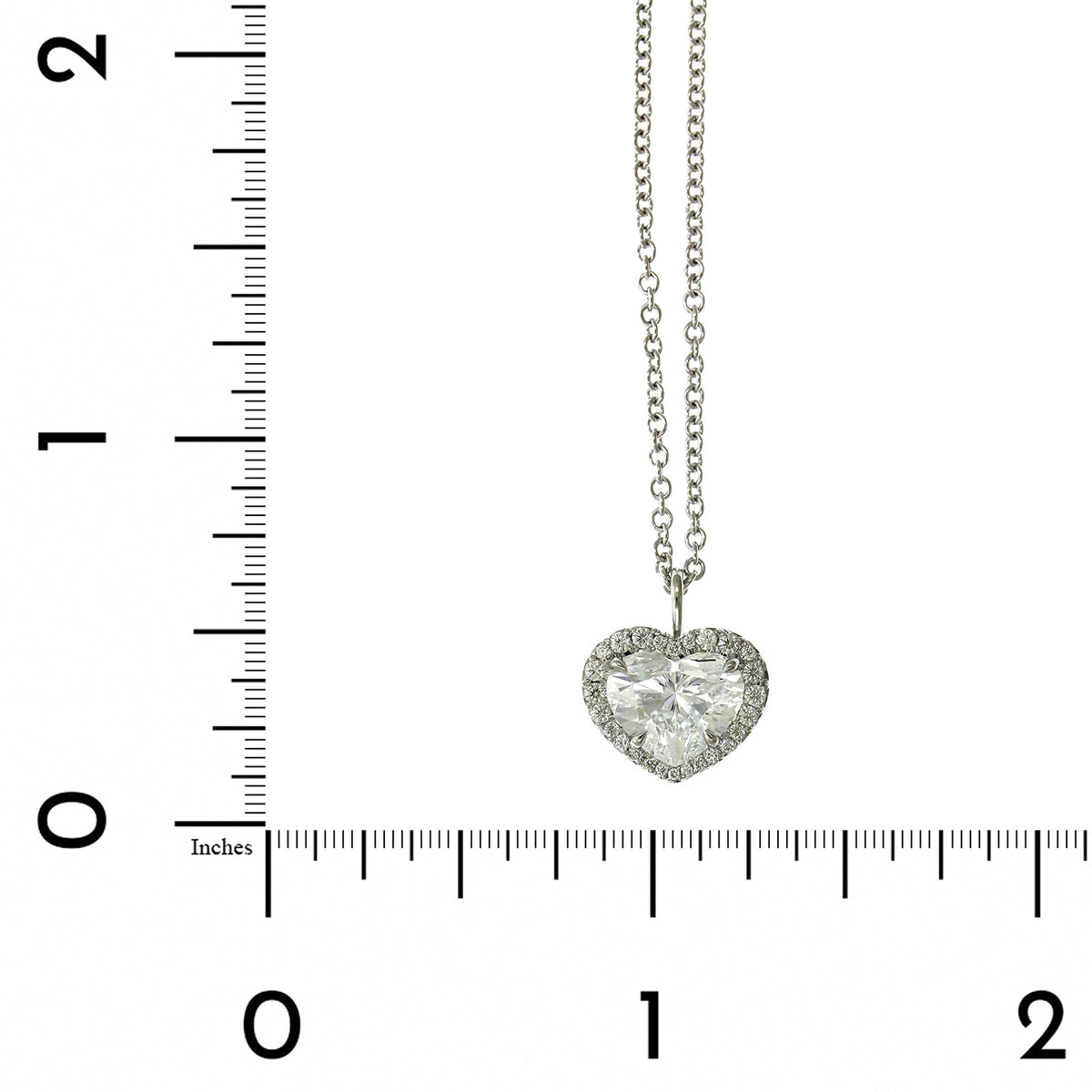 18K White Gold Heart Shape Diamond Halo Pendant, 18k white gold, Long's Jewelers