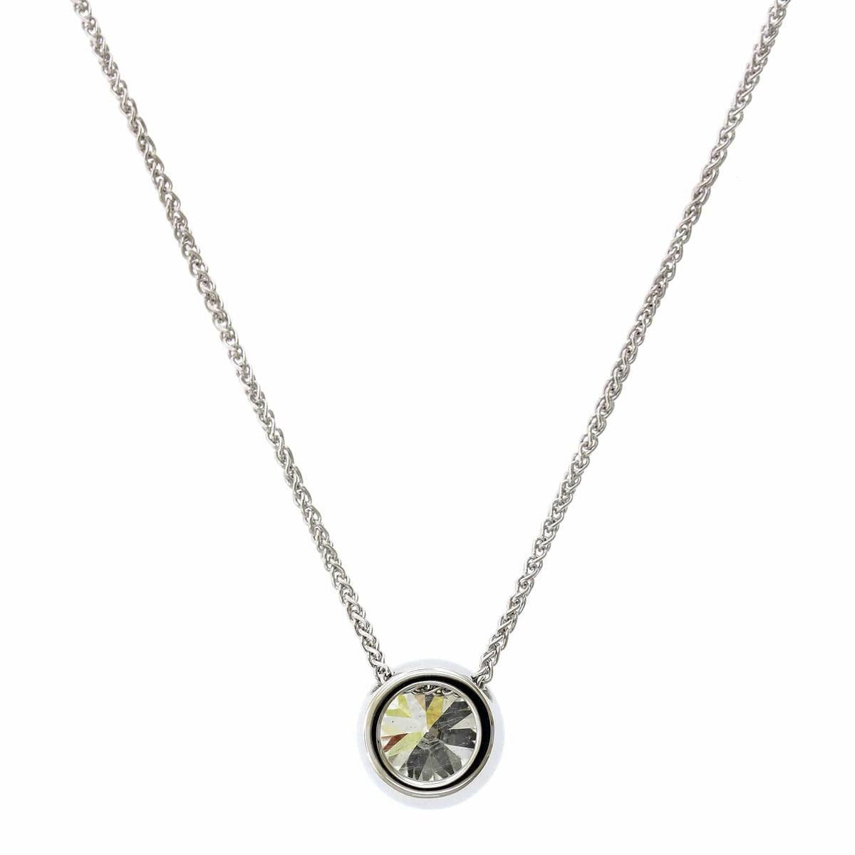 18K White Gold Bezel Set Diamond Pendant