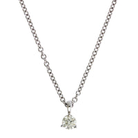 14k White Gold 3 Prong Solitaire Diamond Pendant