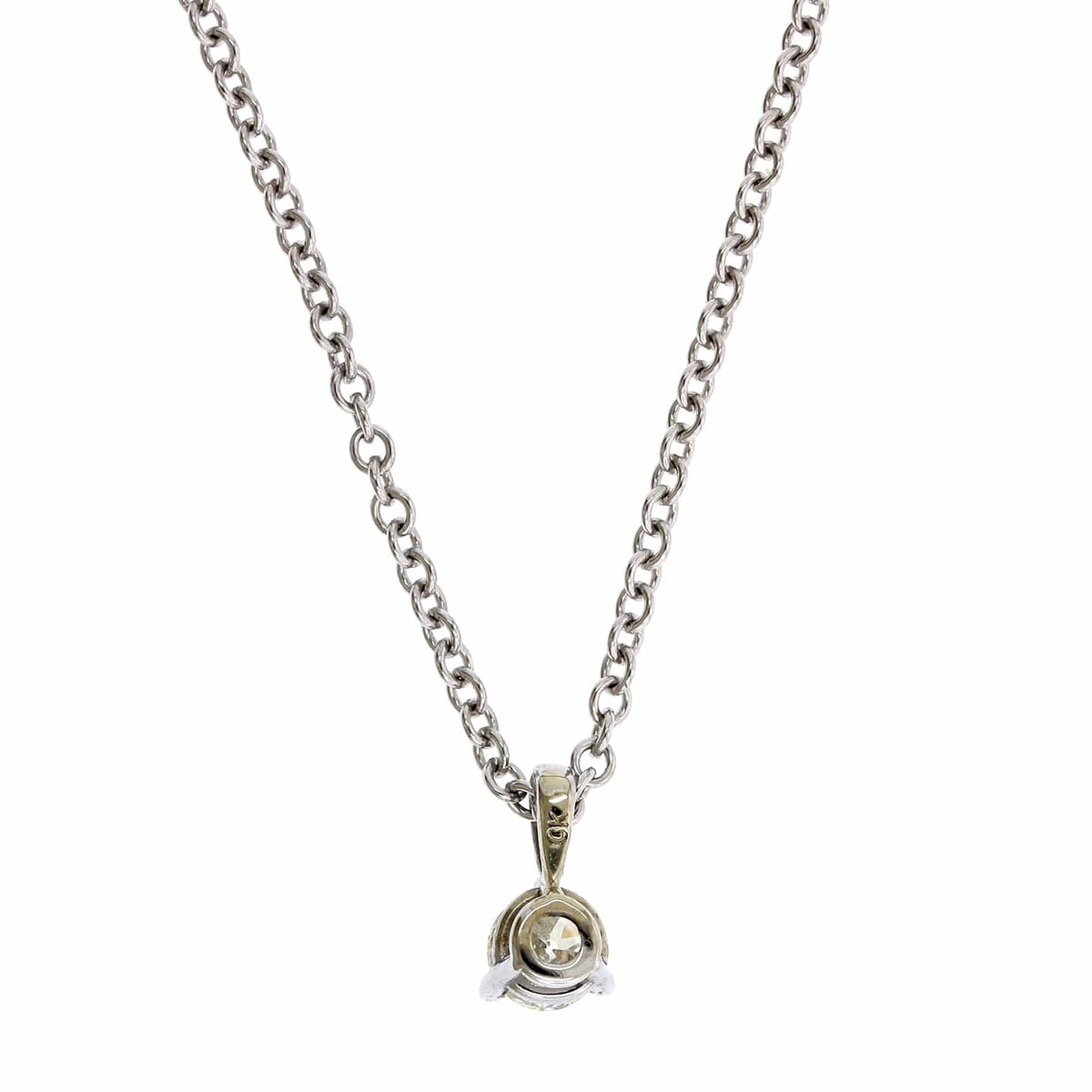 14k White Gold 3 Prong Solitaire Diamond Pendant