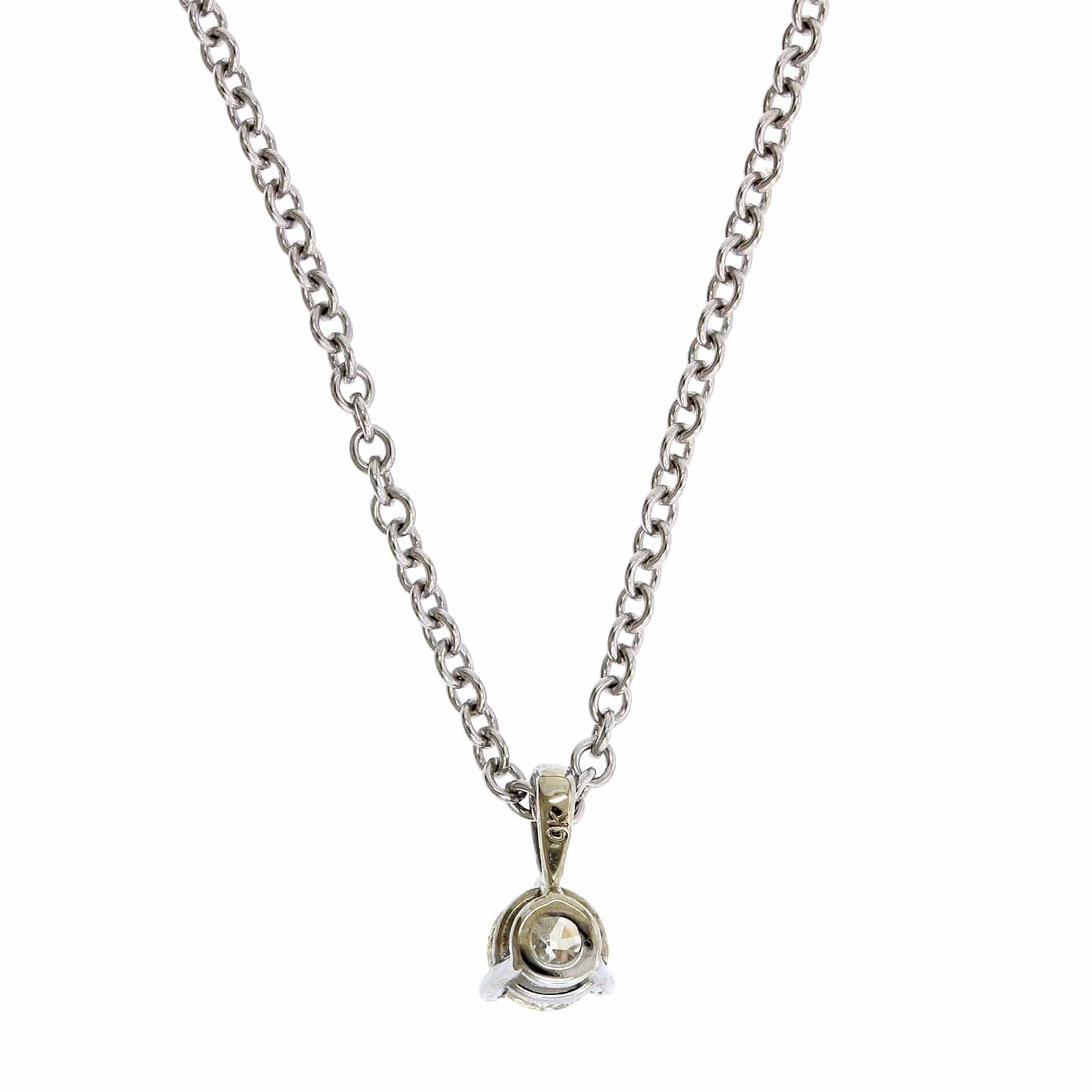 14k White Gold 3 Prong Solitaire Diamond Pendant