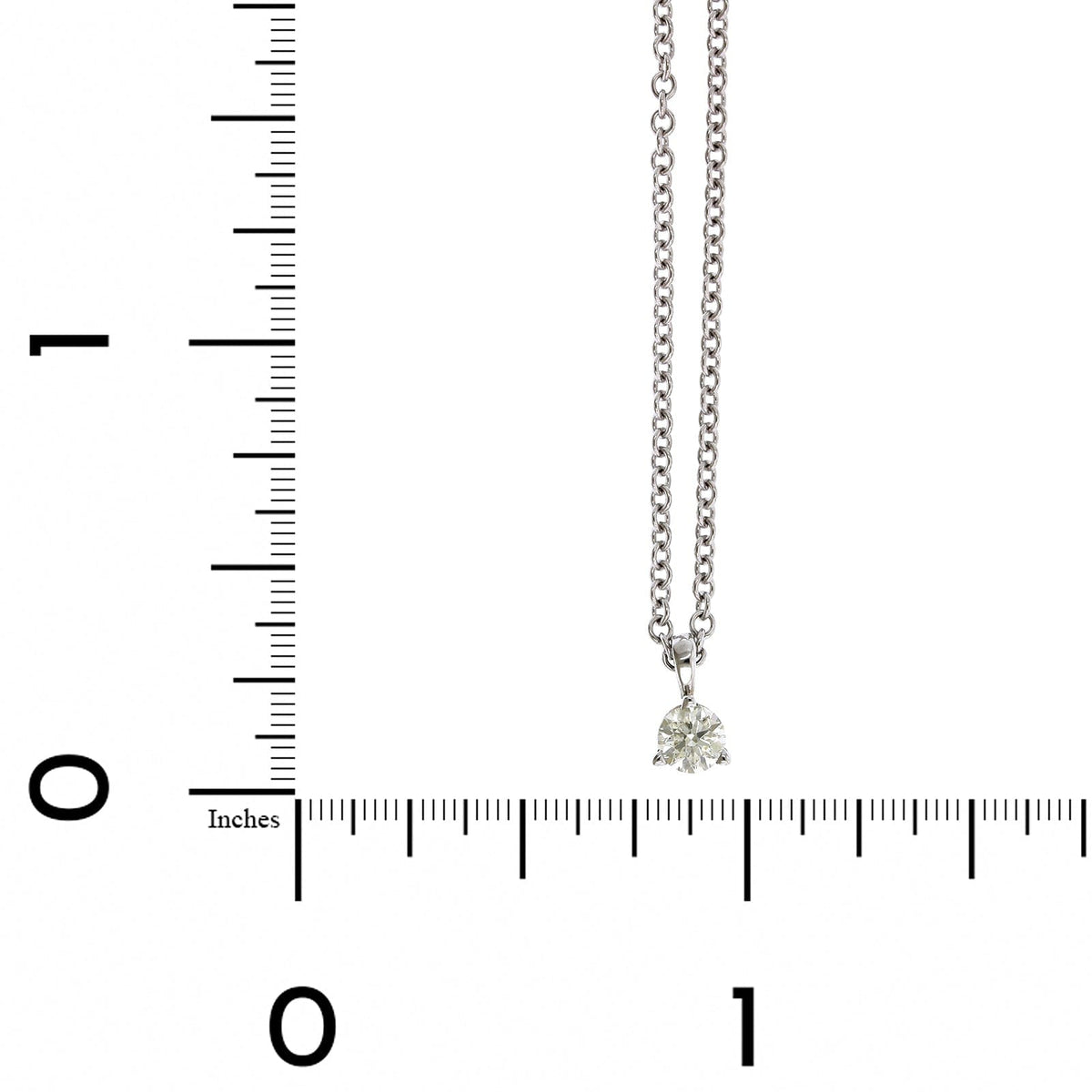 14k White Gold 3 Prong Solitaire Diamond Pendant