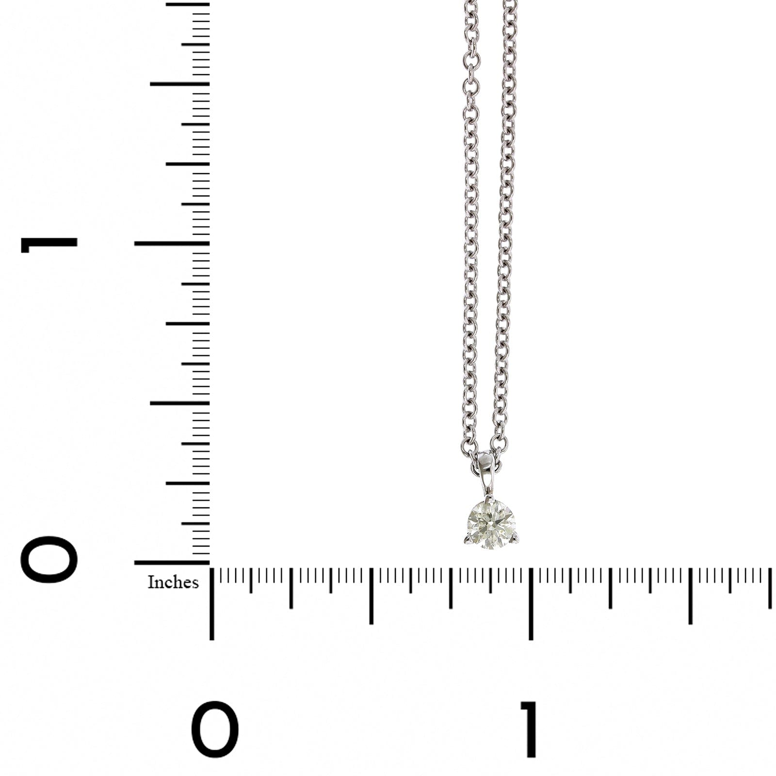 14k White Gold 3 Prong Solitaire Diamond Pendant