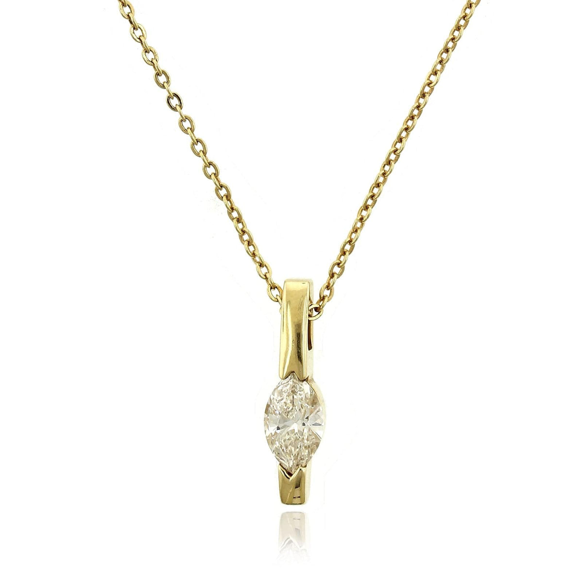 14K Yellow Gold Marquise Diamond Pendant