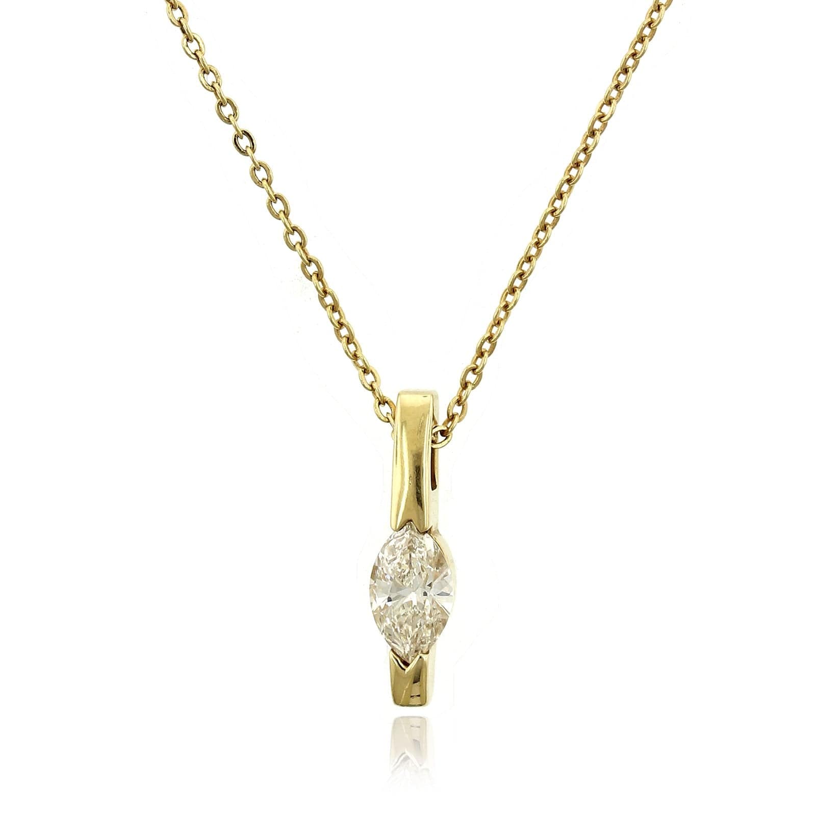 14K Yellow Gold Marquise Diamond Pendant