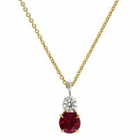 18K Yellow Gold Ruby and Diamond Pendant, Long's Jewelers