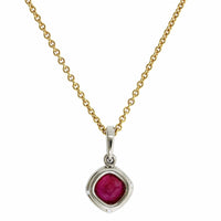 18K Yellow Gold Ruby and Diamond Halo Pendant, Long's Jewelers