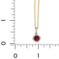 18K Yellow Gold Ruby and Diamond Halo Pendant, Long's Jewelers