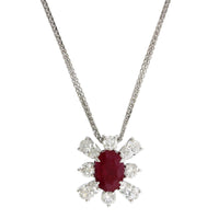 Platinum Oval Ruby and Diamond Pendant