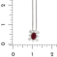 Platinum Oval Ruby and Diamond Pendant