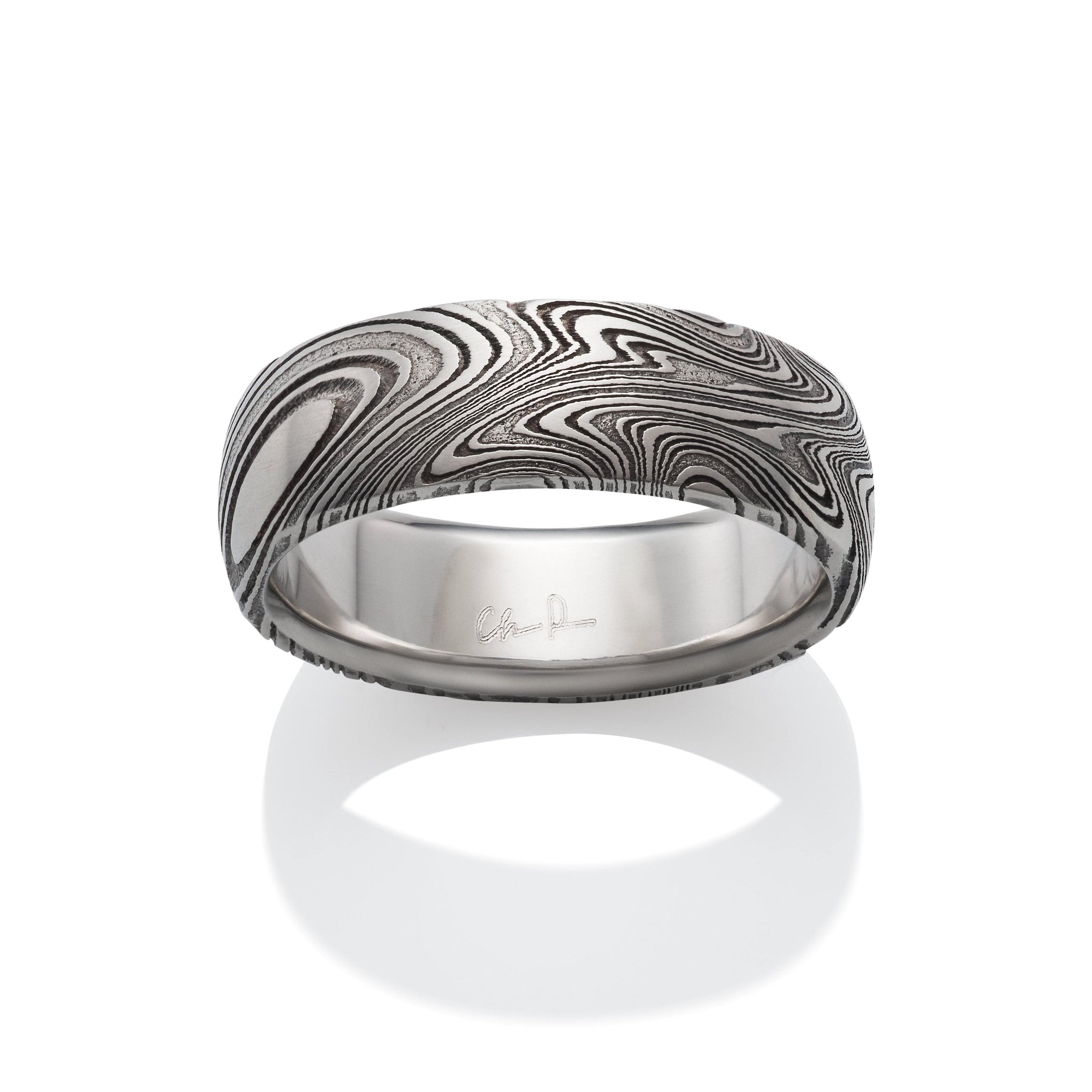 j*9様 Solid Beat OBAKE RING #20 ka-yu S 9 Damascus Steel Kona Black Oxide Wedding Band – Long's Jewelers