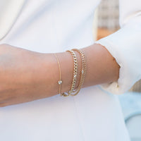 14K Yellow Gold Diamond Small Curb Chain Bracelet