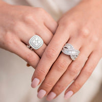 18K White Gold Crossed Baguette Diamond Band