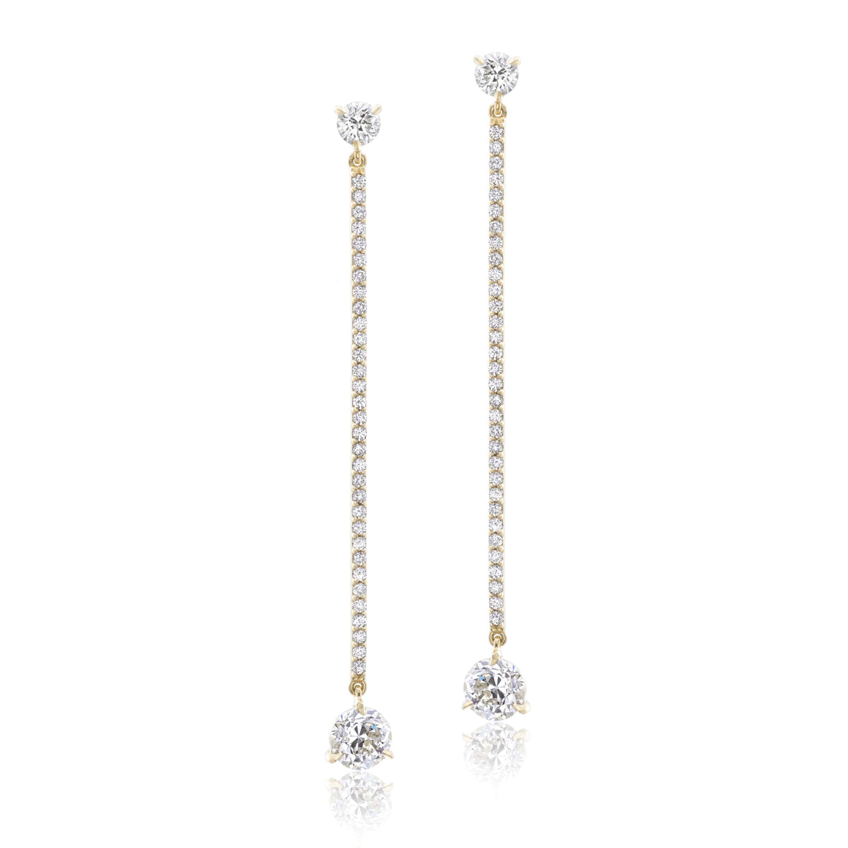 18K Yellow Gold Diamond Earrings