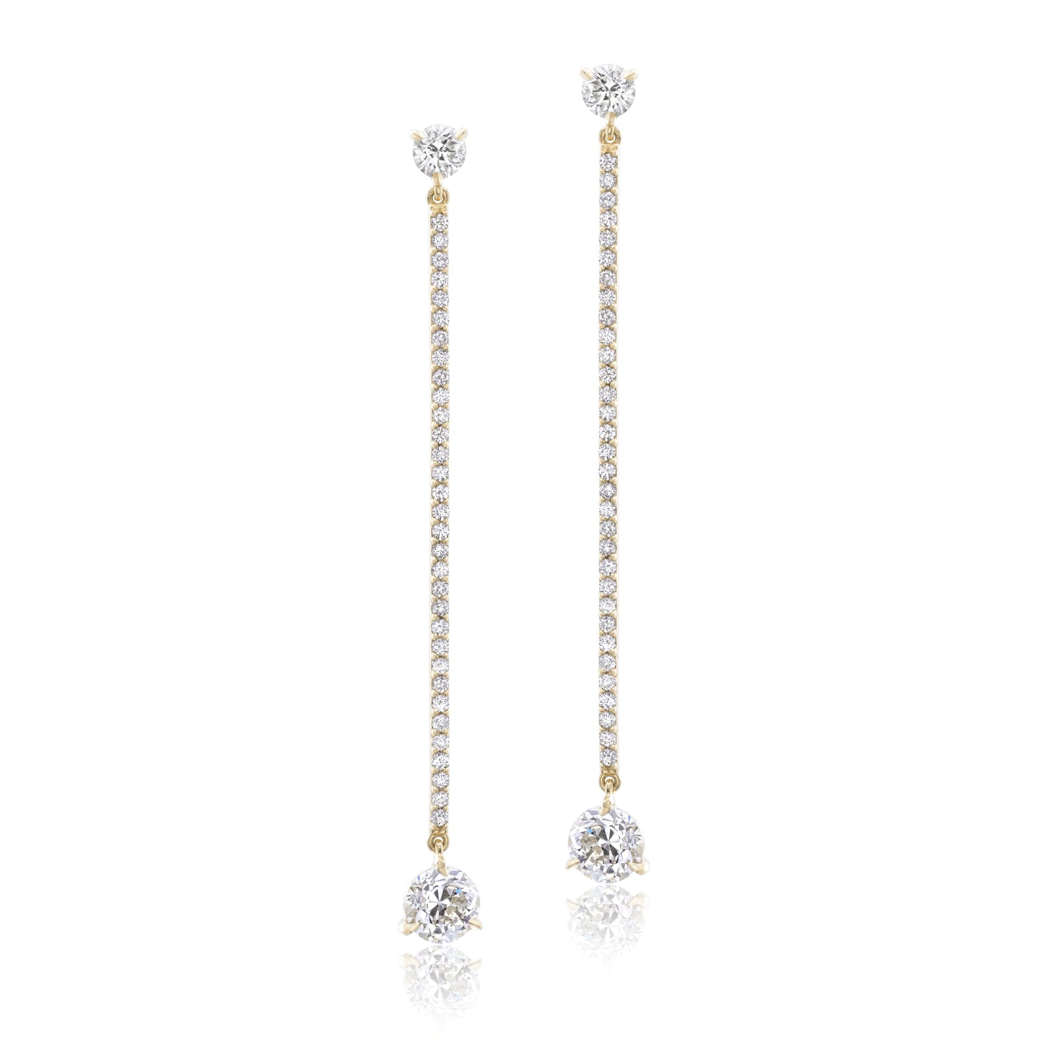 18K Yellow Gold Diamond Earrings