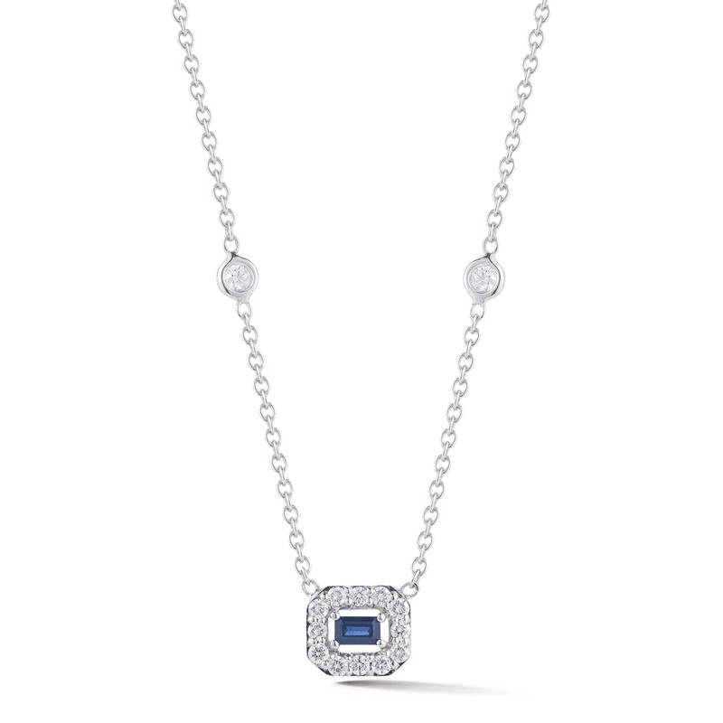 18K White Gold Sapphire Diamond Necklace
