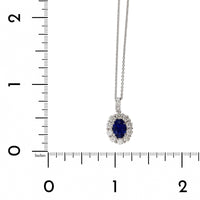 18K White Gold Sapphire Diamond Halo Pendant