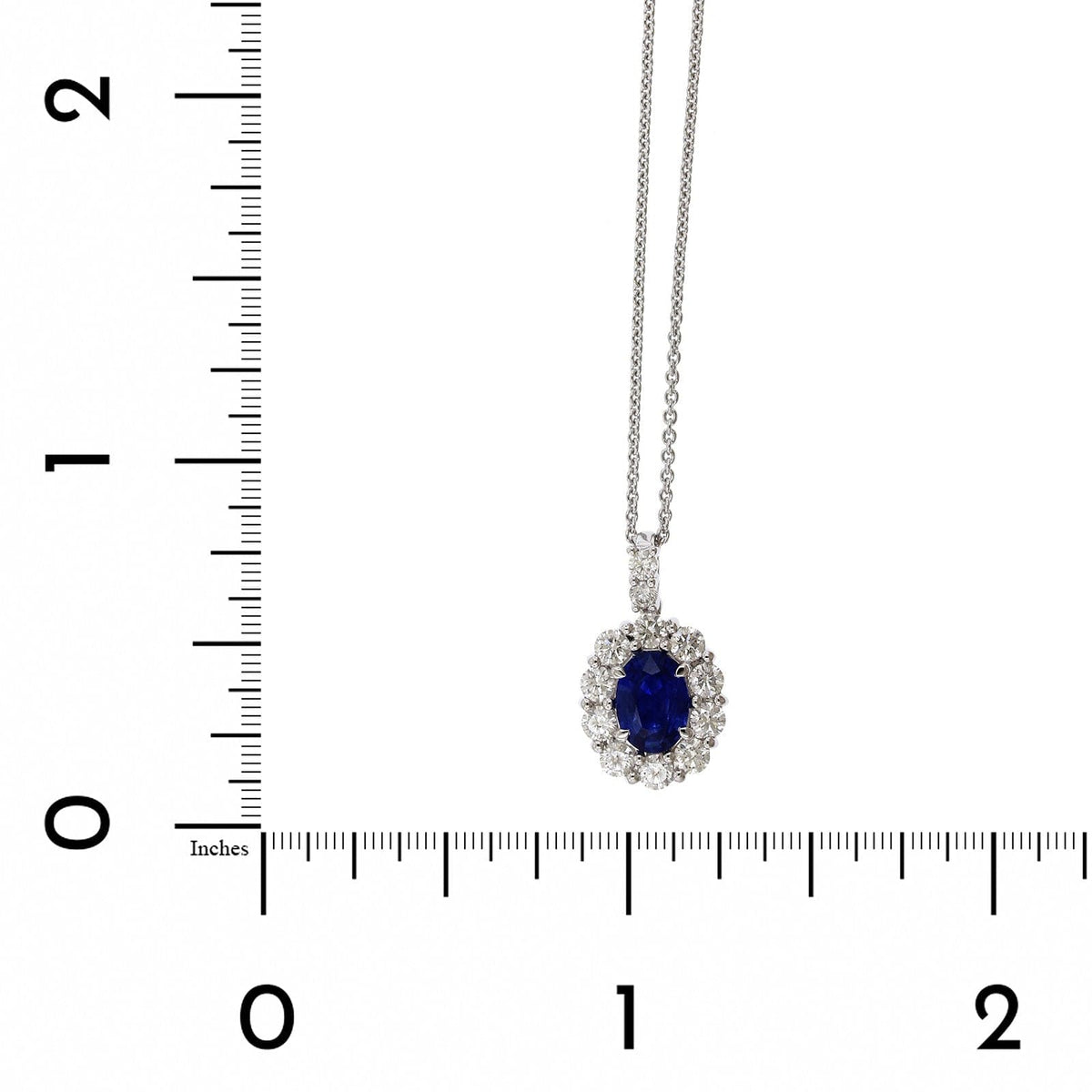 18K White Gold Sapphire Diamond Halo Pendant